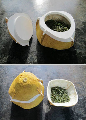 柚子皮的手工制作创意茶具器皿