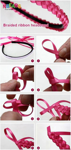 手工编织发带 丝绸绸带发带教程