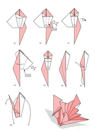 千纸鹤折纸手工制作方法之可以开屏的孔雀折纸
