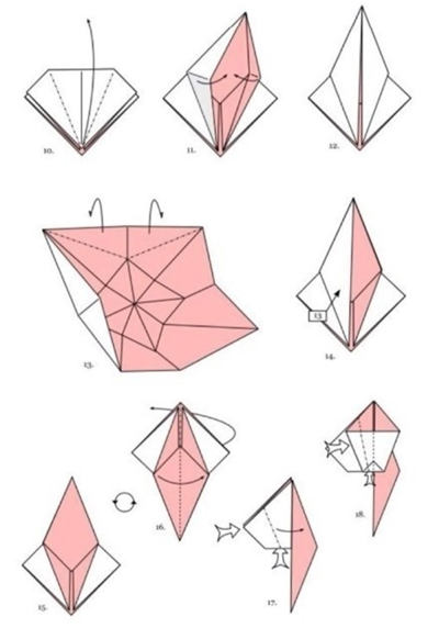 千纸鹤折纸手工制作方法之可以开屏的孔雀折纸