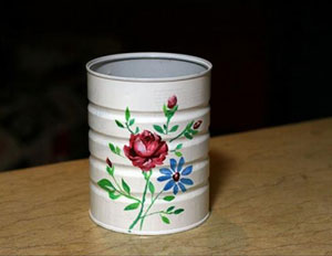 废物利用奶粉罐 奶粉罐变身艺术花瓶