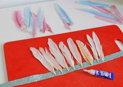 小学生手工制作作品生日party彩色羽毛小皇冠