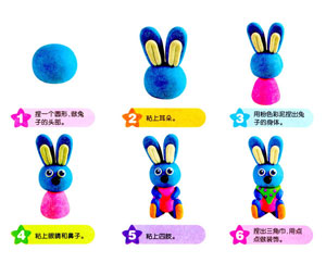 彩泥手工小制作兔子