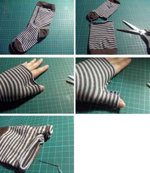 废物利用手工制作手套 旧袜子完美变身