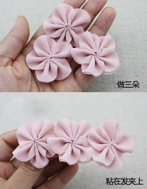 diy手工制作雪纺发卡 粉嫩韩系发卡教程