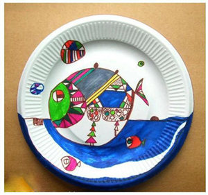 一次性纸盘绘画模板样图成品图示范