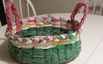 废塑料袋编织小篮子教程 diy制作篮子教程