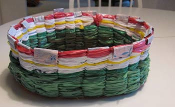 废塑料袋编织小篮子教程 diy制作篮子教程