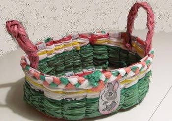废塑料袋编织小篮子教程 diy制作篮子教程