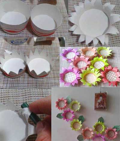 一次性纸杯手工制作 用纸杯制作墙面装饰向日葵