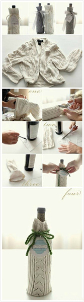 旧毛衣的妙用 利用旧毛衣制作红酒套