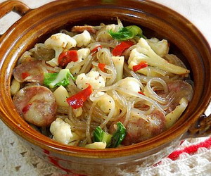 腊味菜花粉丝煲